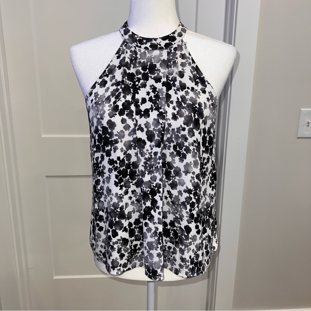 Michael Kors Monochrome Floral Halter Blouse